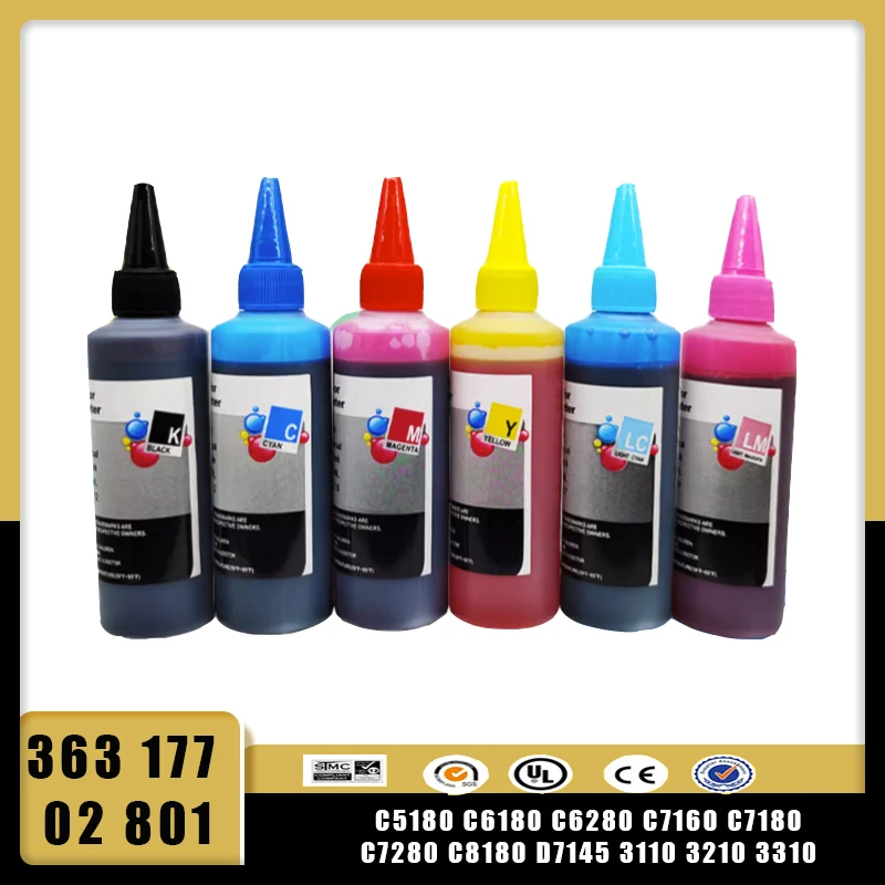 

Vilaxh For HP 363 177 02 801 Dye Ink Replacement for Photosmart C5180 C6180 C6280 C7160 C7180 C7280 C8180 D7145 3110 3210 3310