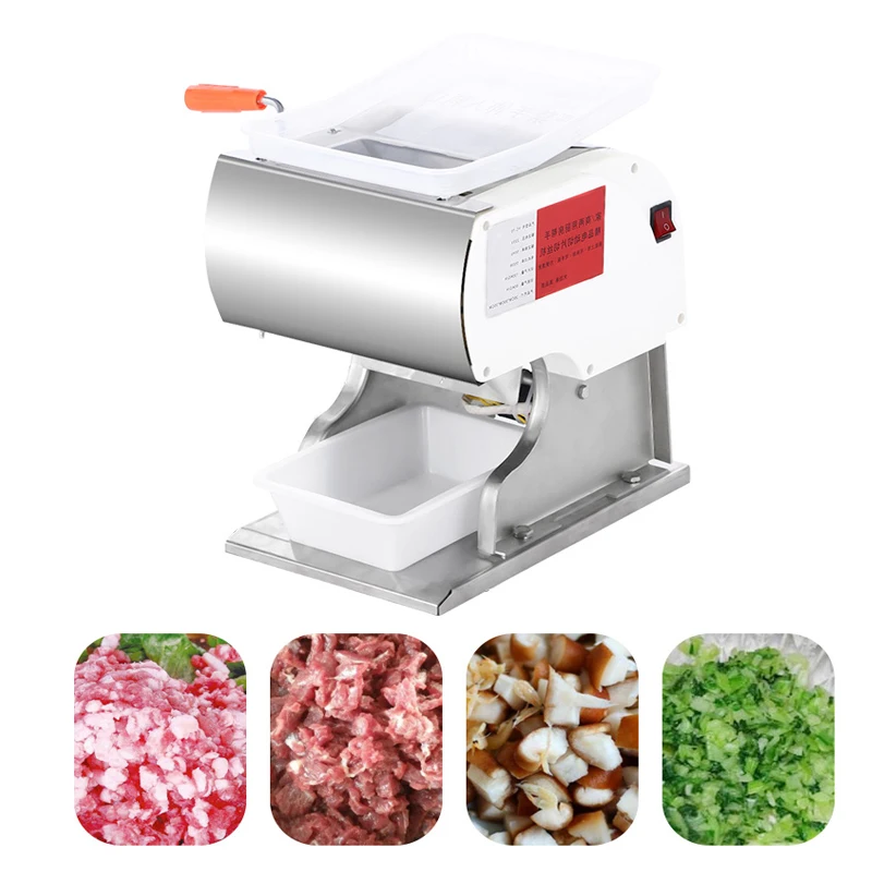 Stainless Steel Electric Meat Slicer Commercial Multi-Function Meat Slicing Machine Dicing Cutter 220V 550W 1PC