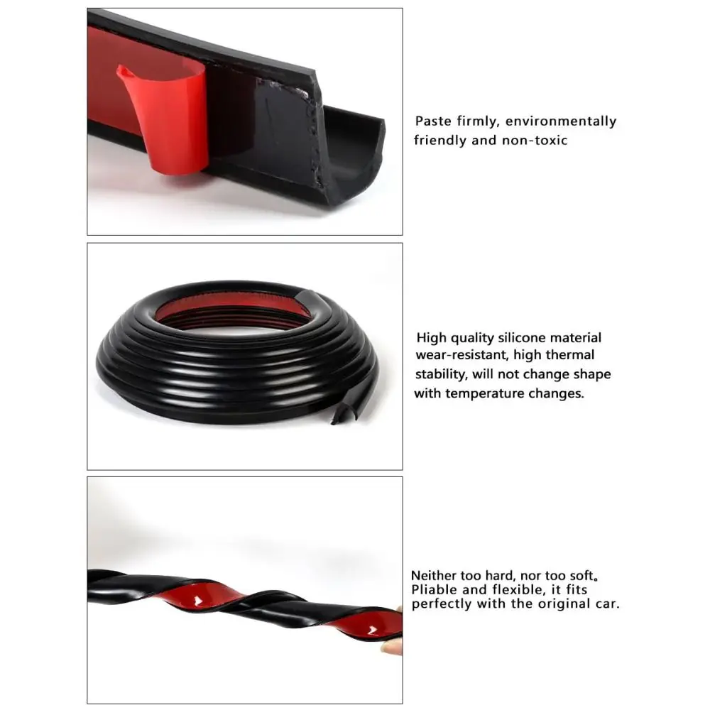 1/5/6M RV Rain Gutter Self-Adhesive Backing J-Shape Design Weather Stripping Silicone Rubber UV Resistant Sealing Strip Home