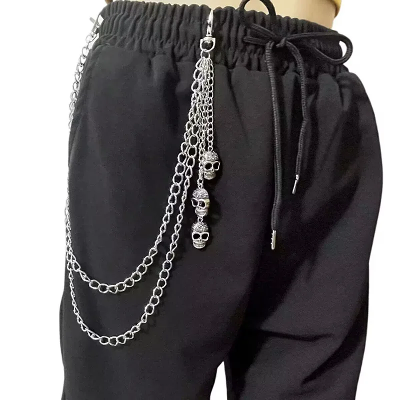 Handmade Doll Keychain Punk Pants Chain Skull Halloween Key Chain Men Women Jean Trouser Biker Chains Harajuku Gothic Jewelry