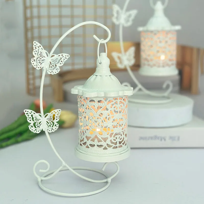 1PC European-style ironwork latticed butterfly candlestick Valentine's Day gift Valentine's Day decoration home decoration candle holders