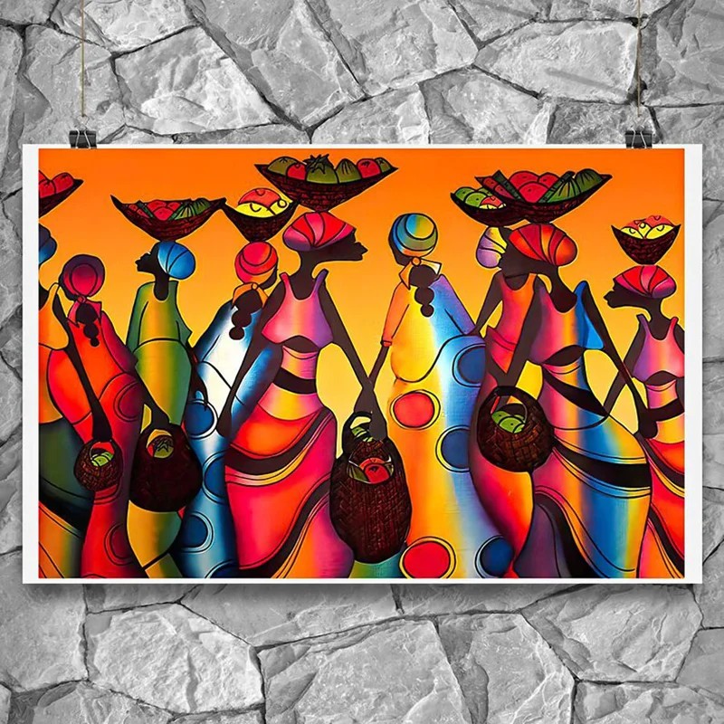 

African Woman Portrait Abstract Oil Painting on Canvas Posters and Prints Scandinavian Wall Art Picture for Living Room Decor