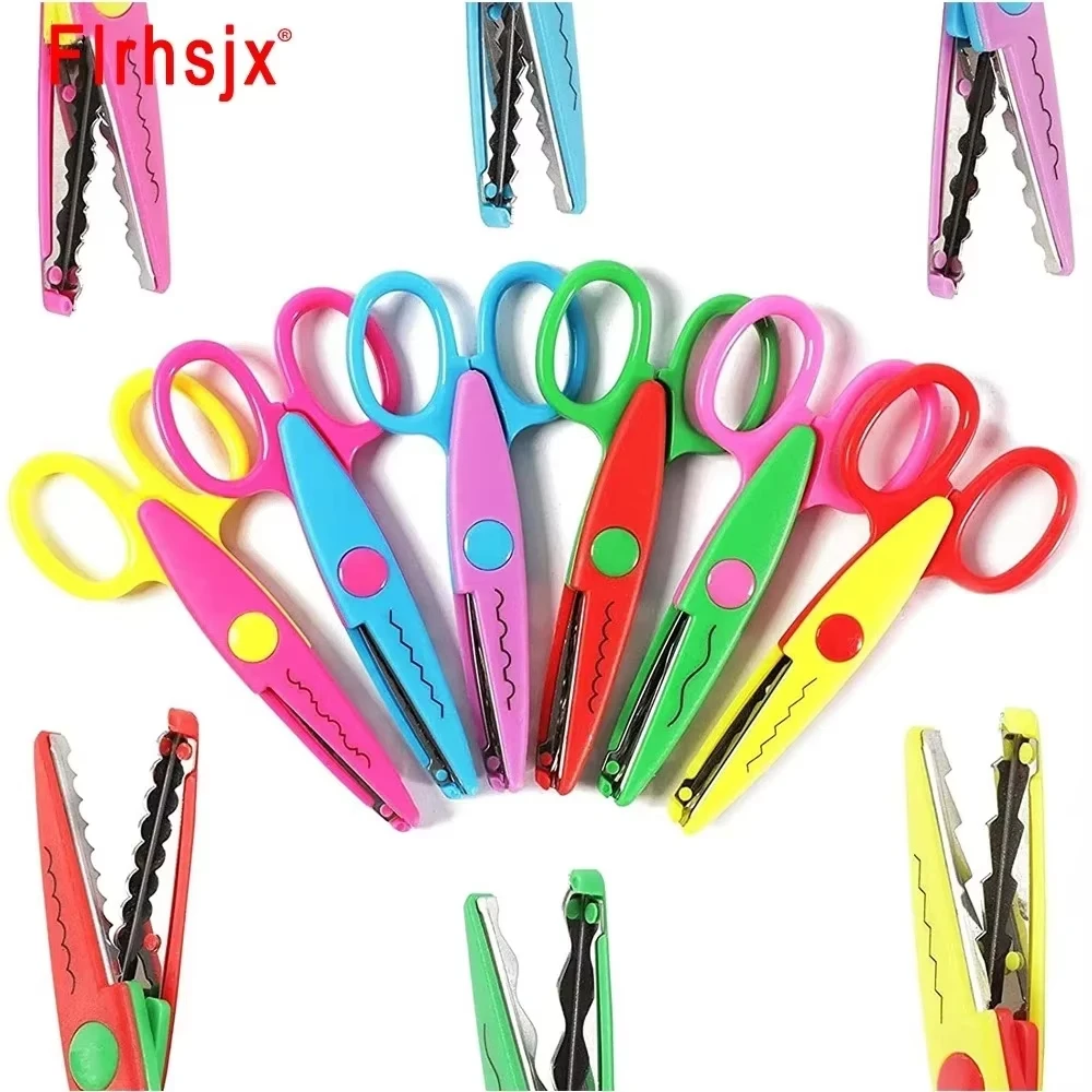 학생 DIY 컬러 앨범 장 레이스 가위 편안한 손가위 종이 자르기 가위 미술 안전 가위