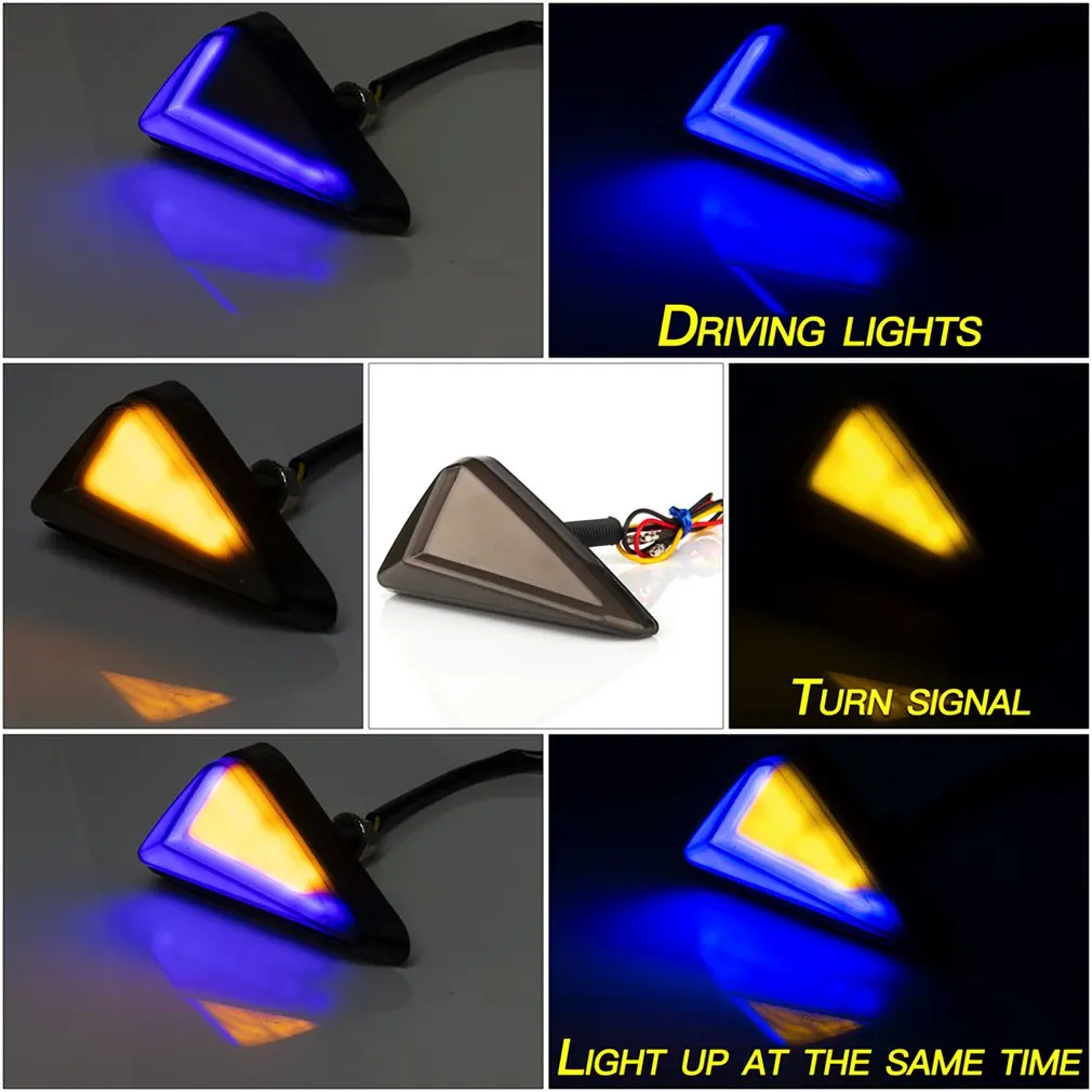 

Motorcycle LED Turning Signals Light Smoke Triangle Flush Mount Waterproof Motorcycle Turn Signal Blinker Flashing Lights