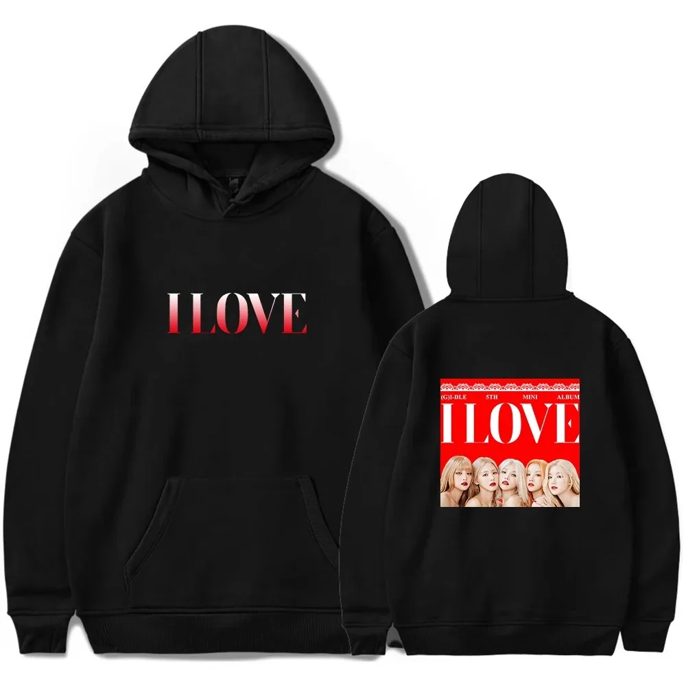 Men and Women GIDLE Hoodie Album I Love Music NXDE Hoodies, Korean Couples Loose Sweater, Casual G-DLE Hooded Fans Pullover,