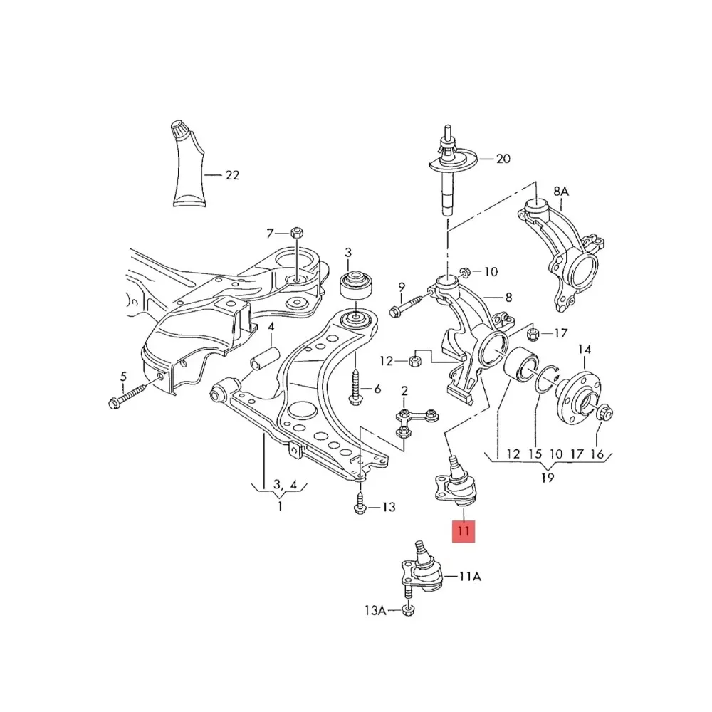 biellette de direction avec rotule avant droit - VW Golf 4, Bora