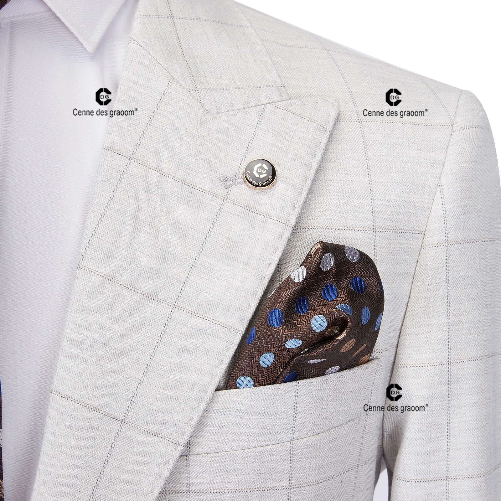 Cenne Des Graoom 2023 Elegant Plaid Suits for Men Tailor-Made Slim Fit Jacket Vest Pants 3 Pcs Set Groom Business Office Meeting 3