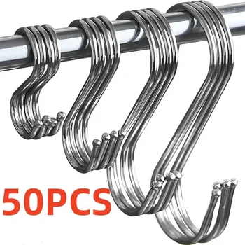 Crochets en S en acier inoxydable avec pointe pointue, pour ustensiles, cintre pour vêtements à viande, crochets de suspension pour boucher, magasin, outils de cuisson de cuisine 1