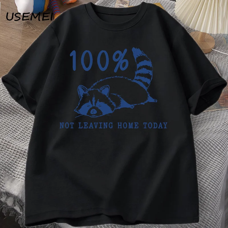 Cozy Raccoon Vintage Graphic T-Shirt - Short Sleeve Casual Wear