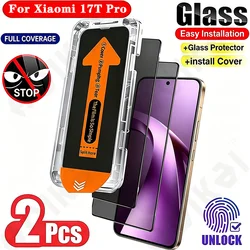 Premium Two - Pack Privacy Tempered Glass Screen Protector with Easy Dust - Free Installation for Xiaomi 17T Pro (2 Pack)