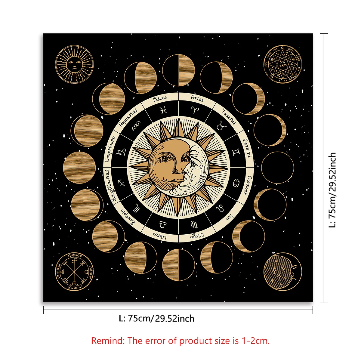 Phase of the moon Altar Cloth Tarot Card Table cloth Witch Divination Table Cover Reading Tarot Mat Witchy Gifts Decor 6