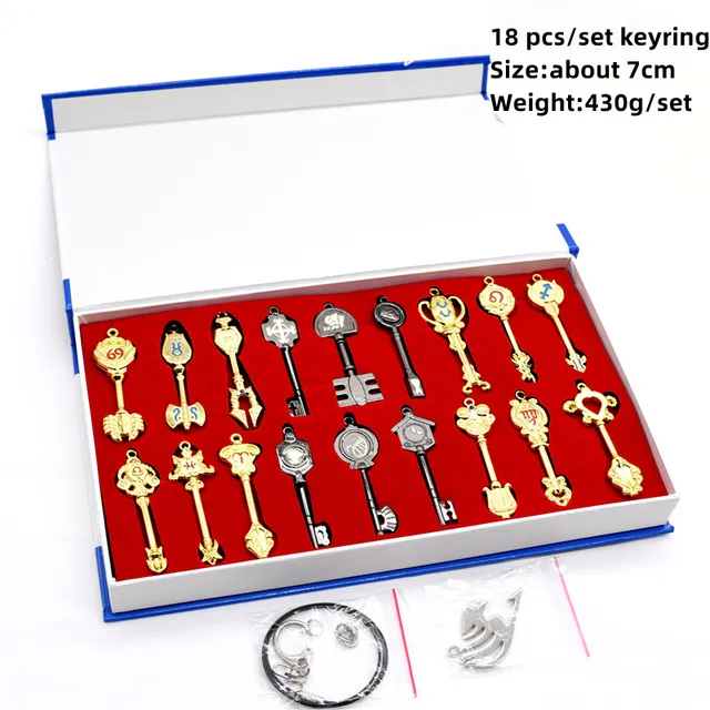 Anime Fairy Tail 22pcs Lucy's Zodiac Necklace Pendant Lucy Heartfilia Key  Set Cosplay Set with Free Gifts A Large Key Ring Magic Guild Sign Necklace  Gray Cross Necklace (Size: One Size, Color