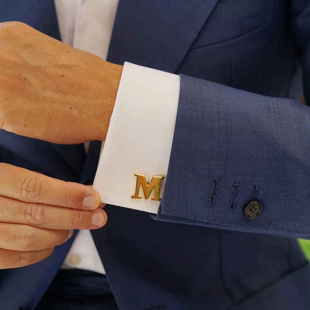 26 English Alphabet Initial Letter Cufflinks For Men Gold Color Stainless Steel