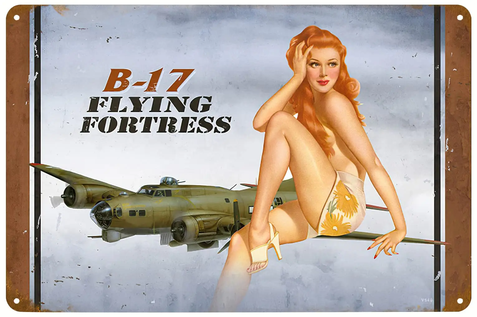 

B-17 летающая крепость плакат пин-ап сексуальная девушка металлический жестяной знак военно-воздушные силы Военная серия винтажное настенное Искусство Декор табличка для H