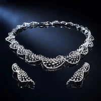 Ensemble de bijoux pour femmes, collier et boucles d'oreilles en zircone cubique, ensemble de bijoux de mariée pour femmes, accessoires pour fête de mariage 3