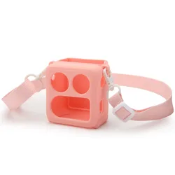 Shockproof Silicone Protective Case with Shoulder Strap - Waterproof & Anti - Drop Cover in Soft Material (Pink)