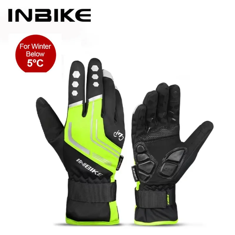 INBIKE Winter Full Finger Cycling Gloves Durable MTB Bicycle Gloves Riding Outdoor Motorcycle Accessories Touch Screen Padded sport gloves