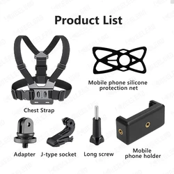 Adjustable Chest Strap Harness with Phone Holder Attachment for Action Cameras and Smartphones