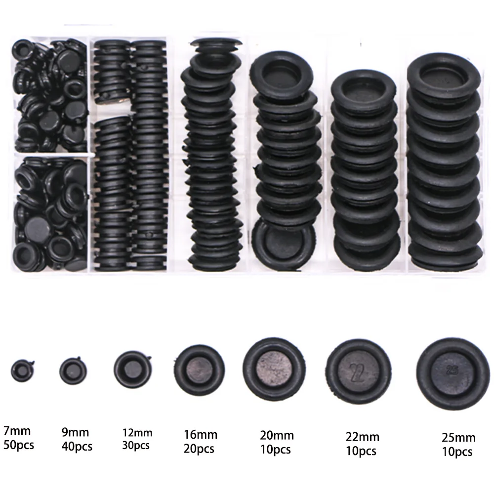

170pcs/1Set Waterproof Protect Wire Tool 7 Sizes Sealing Rubber Cables Grommet Kit Electrical Plugs Conductor Gasket Ring