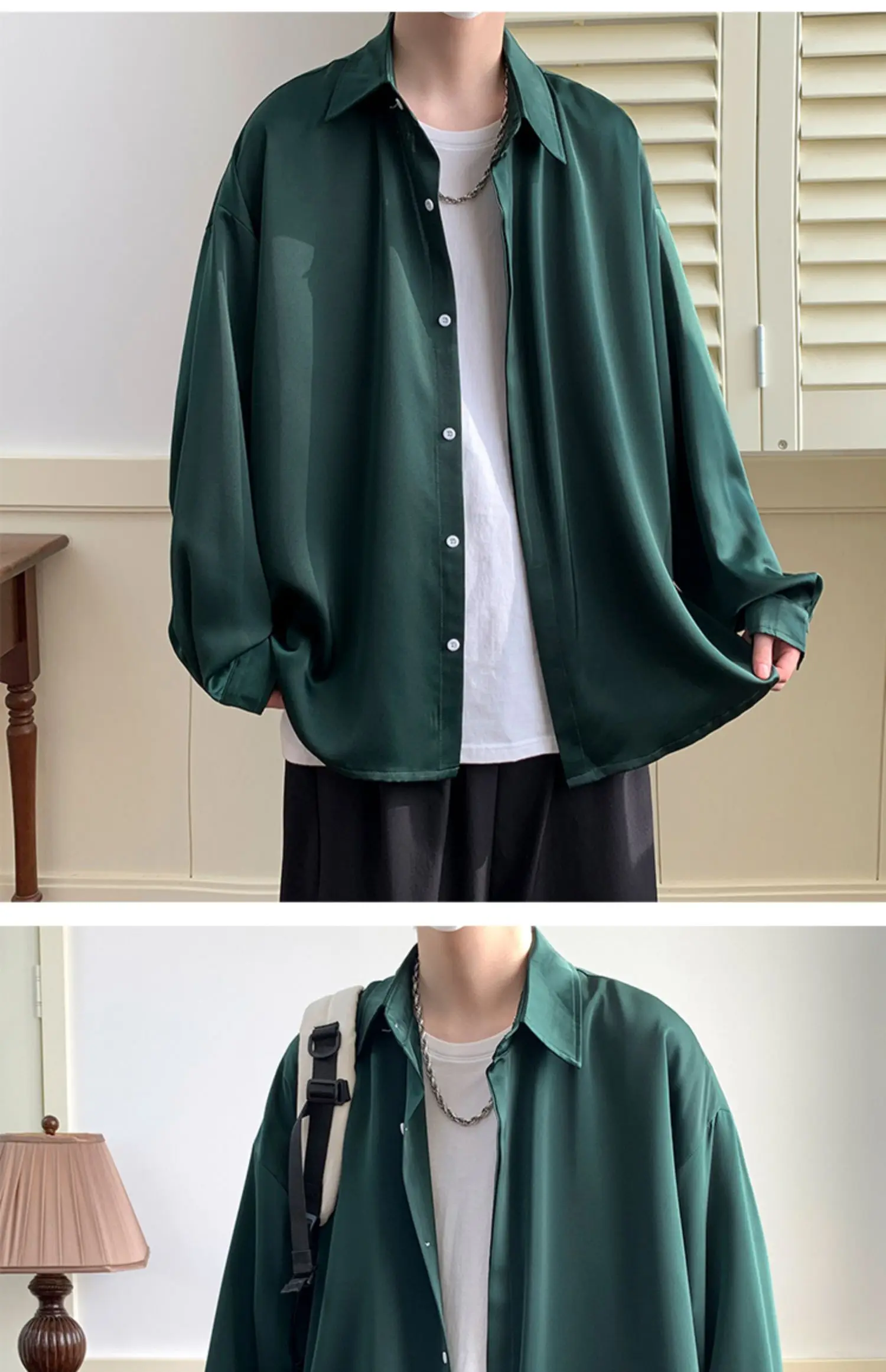 2024 Spring Summer Men White Vintage Shirts Mens Harajuku