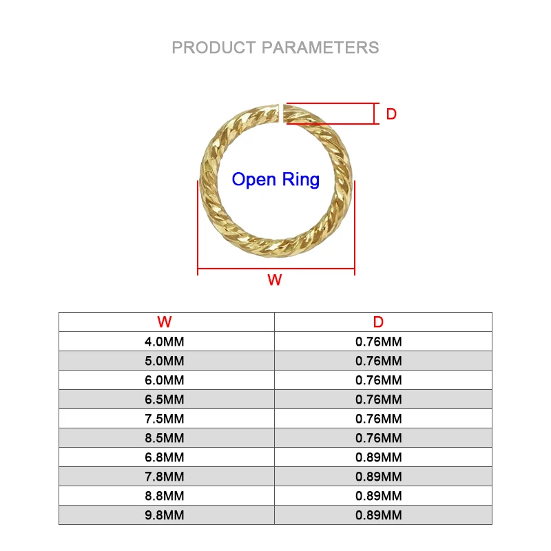Real 14K Gold Filled Sparkle Closed Jump Ring 14K Gold Jump Rings Open For Making DIY Jewelry Tarnish Resistant Jewelry Findings