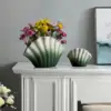 Vase ceramic flower arrangement, high-end and creative cross-border vintage style, high aesthetic value, shell ceramic vase deco 3