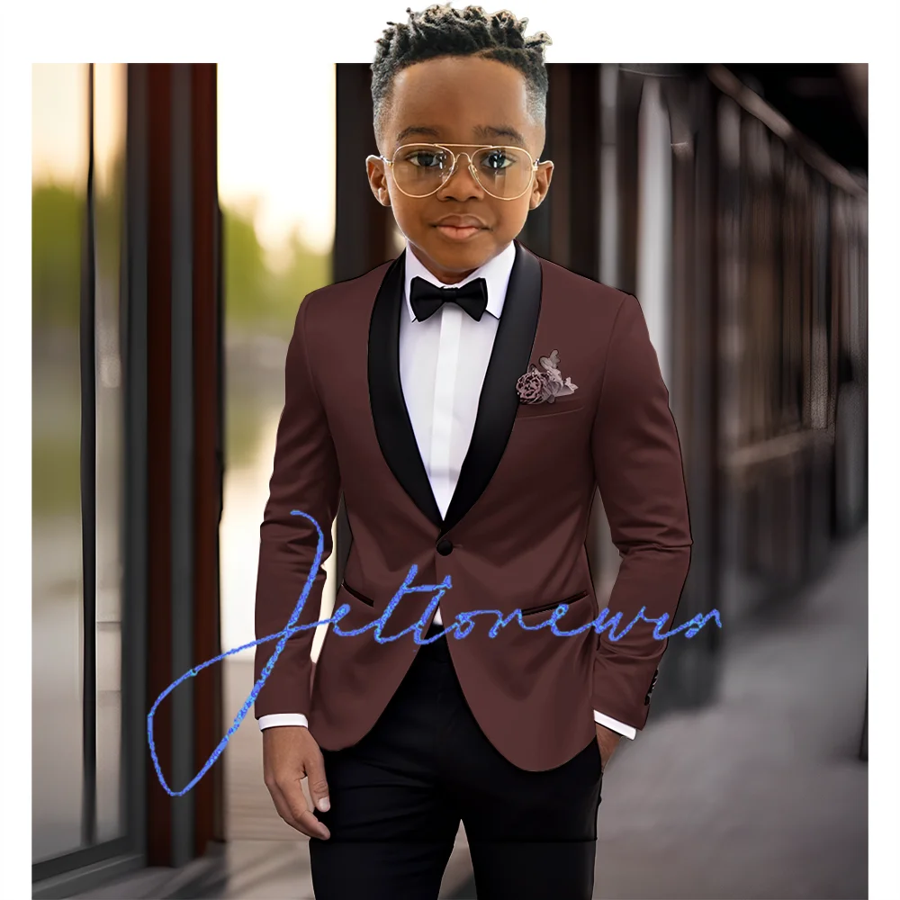 Boys Suit 2 Piece Set Wedding Tuxedo Kids Shawl Collar Jacket Pants Formal Blazer Fashion Clothes