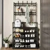2025 Clothes Hanger Multi-Layer Shoe Rack Shelf Floor Standing Coat Racks Assemble Cloth Storage With Hooks Sneakers Organizer 4