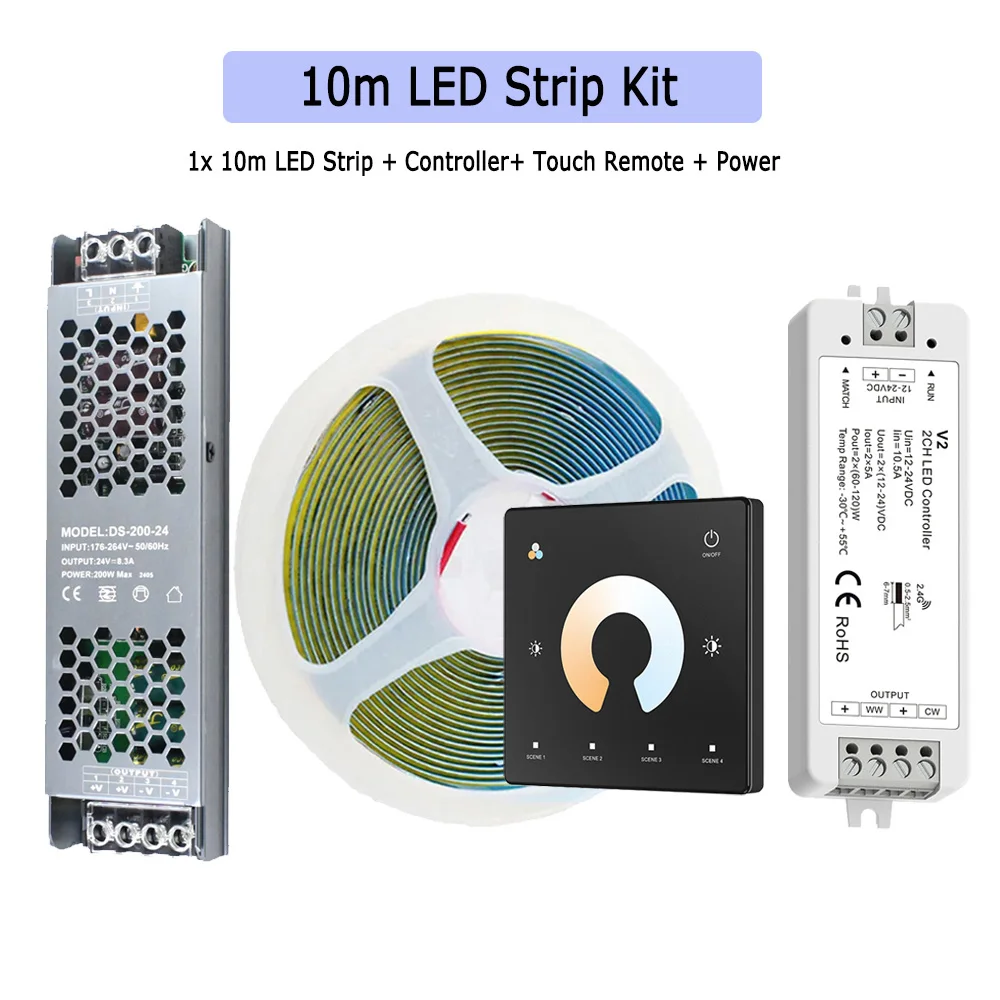 ตัวเลือกสินค้า 20 เมตร ไฟ LED COB 24V รีโมท 2.4G ปรับแสงได้ 2700K-6500K