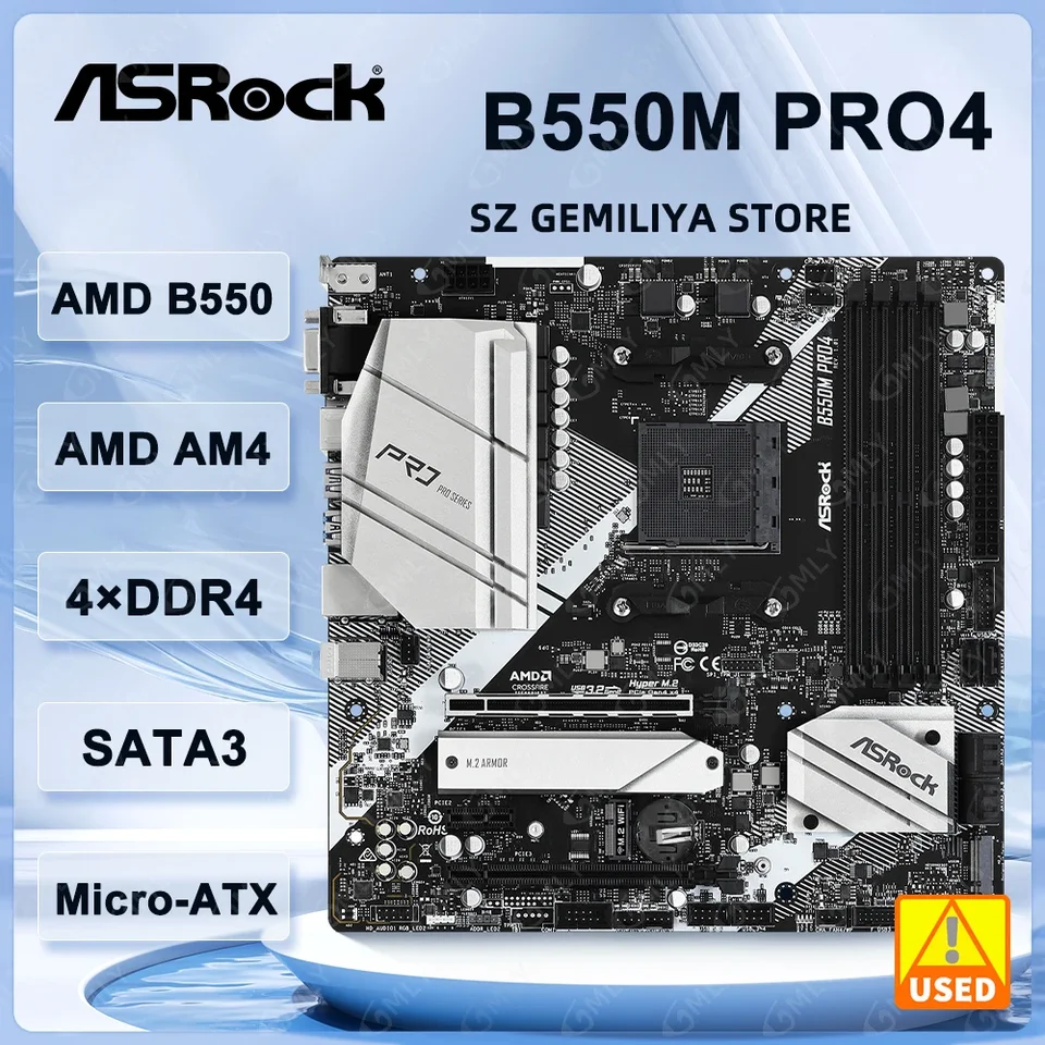 ASRock B550M Pro4 Motherboard Socket AM4 AMD B550 support Ryzen 5