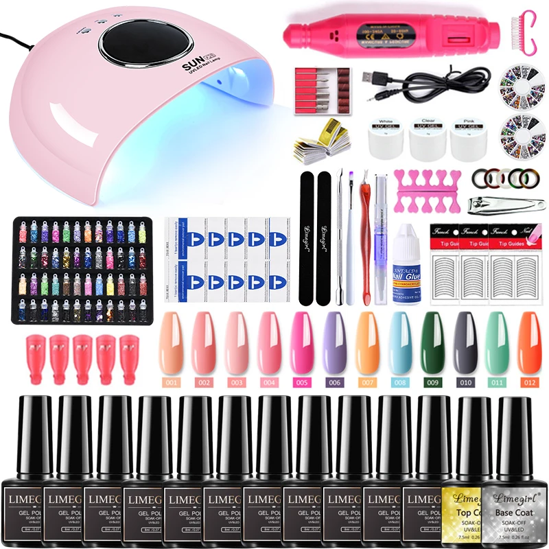 3 In 1 Nail Art Machine Set Nail Set with Gel Nail Polish Kit Poly Nail Set Nail Lamp Nail Drill Manicure Vacuum Cleaner Sets 6