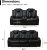 1414-5106b5.jpg Power Recliner Sofa Set with LED Light for Living Room Furniture,Black Leather Reclining Sofa and Loveseat Set 3 Seater Sofa
