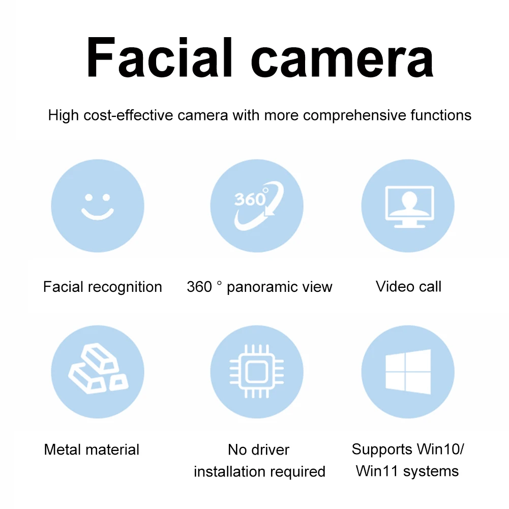 Facial Recognition Webcam With Single Microphone HD 1080P 2MP For Windows Hello Computer Laptop