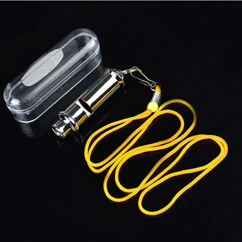 Description Picture 2 of item1Pcs Metal Whistle Travel Whistle Lifesaving Whistle Referee Sport Rugby Party Outdoor Whistle Training Yellow Lanyard
