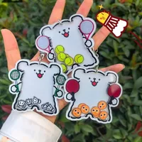 Acrylic Key Holder Shake Ball Puppy Keychain Hanger Cartoon Shake Football Key Ring Creative Rocking Tennis Keychain Shared Gift 1