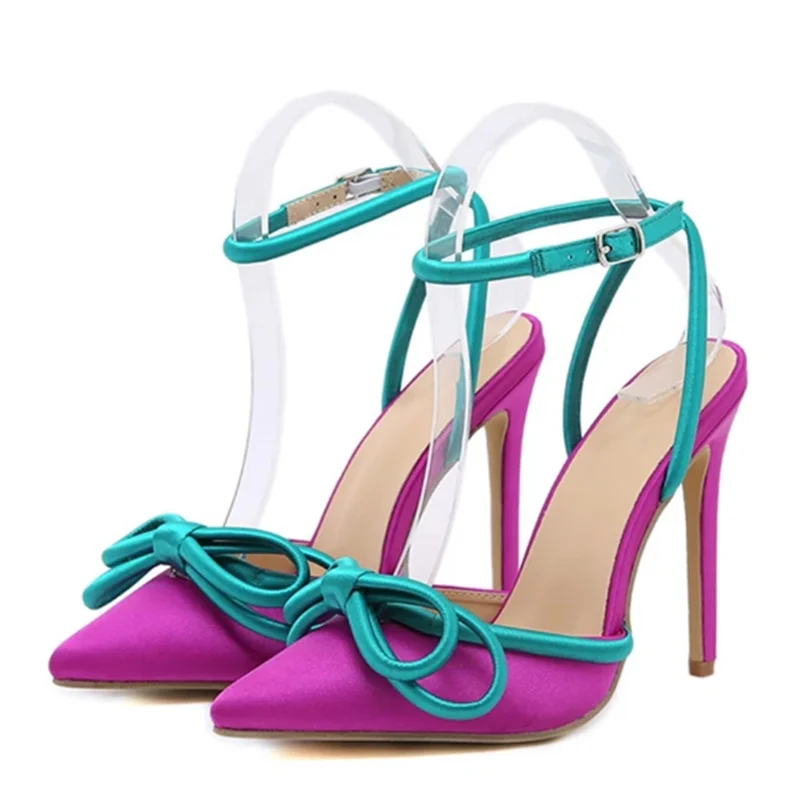 NEW 2025 New Arrival Silk Woman Ankle Buckle Strap Pointed Toe Hih Heel Sandal Sexy Party Nightclub Wedding Shoes size 35-41 2