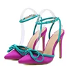 NEW 2025 New Arrival Silk Woman Ankle Buckle Strap Pointed Toe Hih Heel Sandal Sexy Party Nightclub Wedding Shoes size 35-41 2