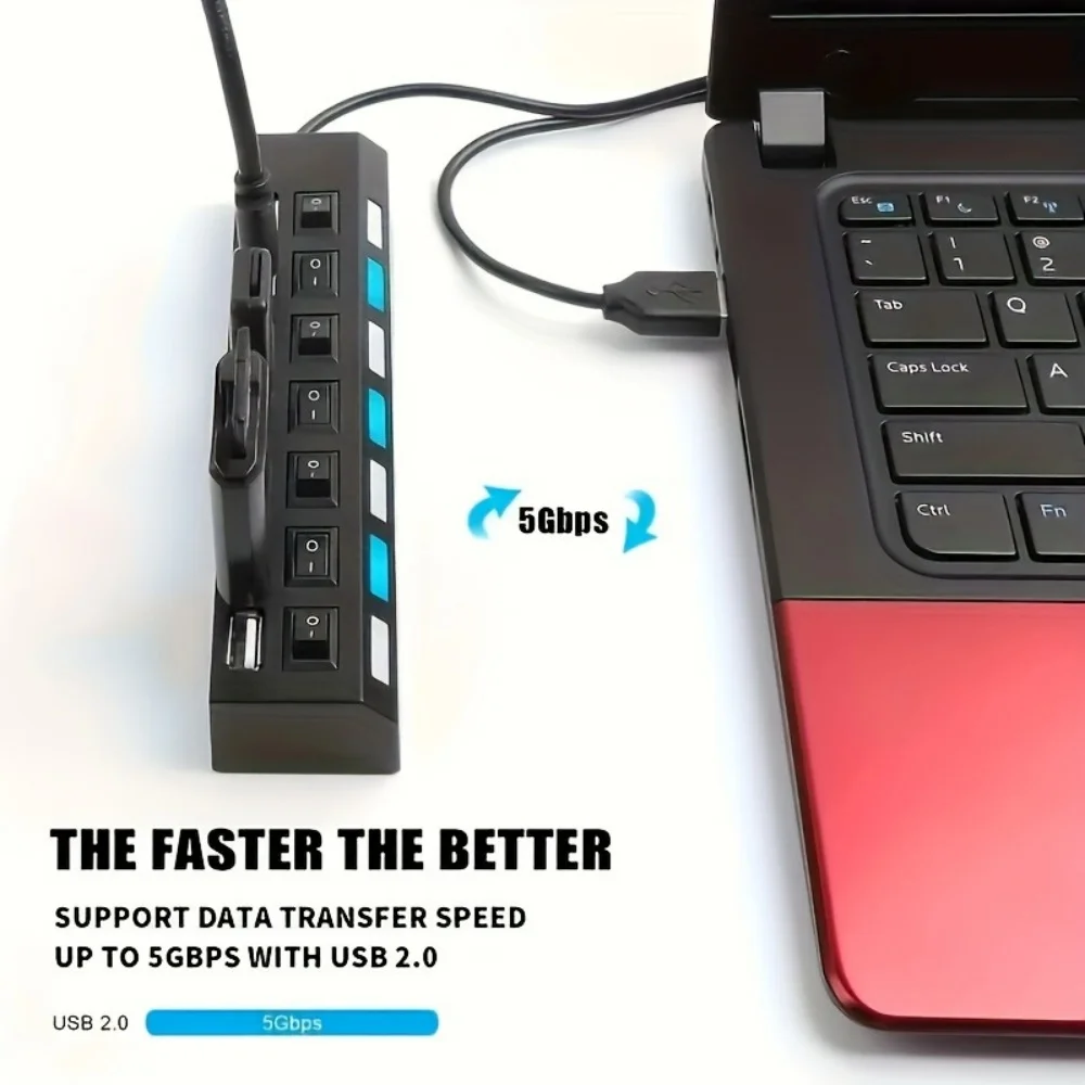4/7 port independent switch USB HUB 2.0 Adapter High Speed Splitter Multiple USB Extender Power Adapter Switch For Computer