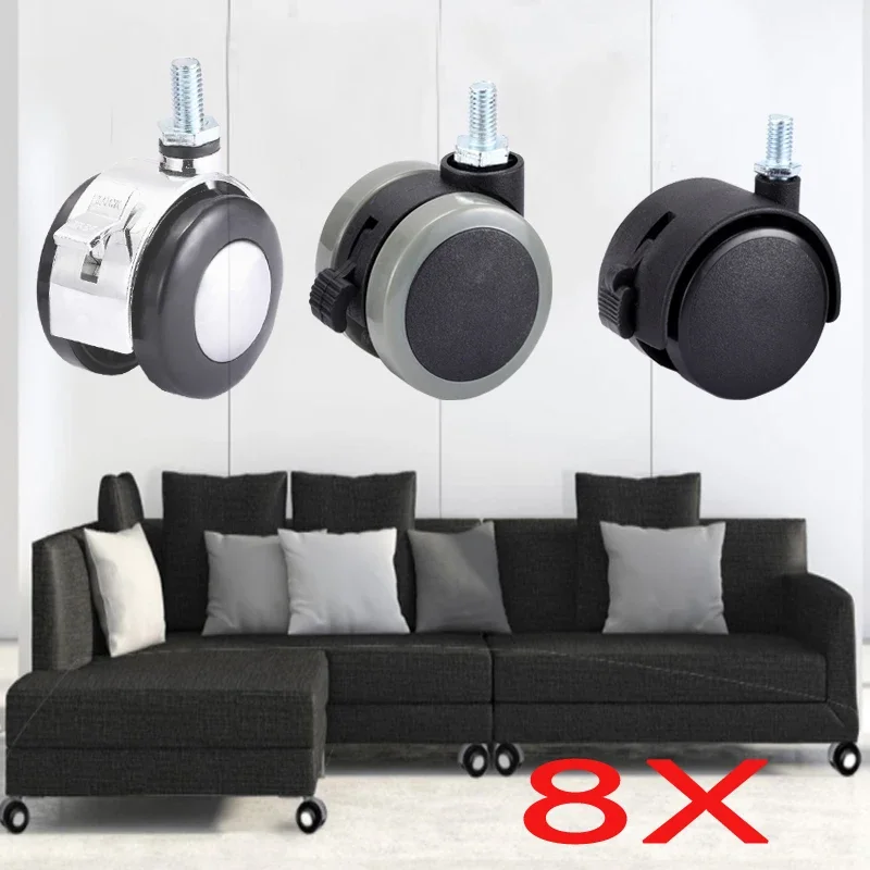 

8 Pieces Furniture Wheel Alloy Rubber Chair Caster 2 inch Heavy Duty Swivel Castor Industrial Wheels Trolley Lock 360 Rotatable
