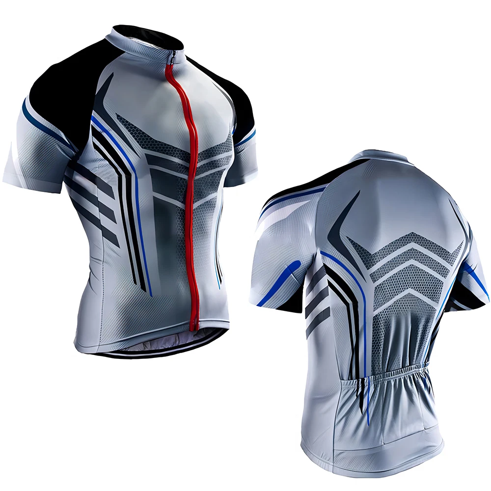 thumbnail image 1 of Camiseta de ciclismo para hombre, camiseta negra, roja y gris, ropa de ciclismo de manga corta transpirable de verano, 1 of 4