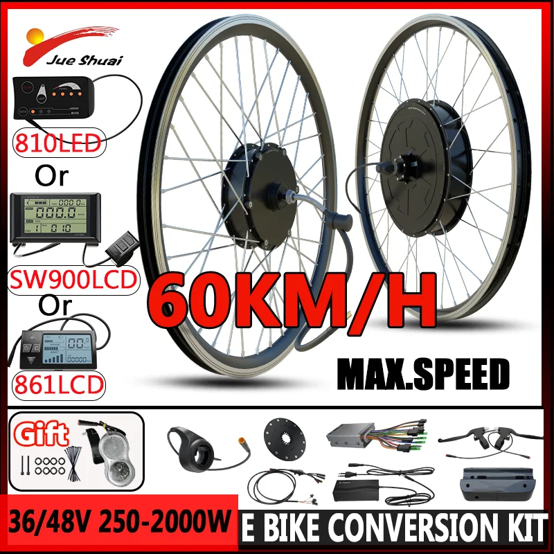 Fat Bike Electrique 1000W 48V - Moteur Roue Arrière - Vitesse 45-55 Km/h - Avec écran LCD, PAS, Régulateur Kit Conversion Vélo électrique