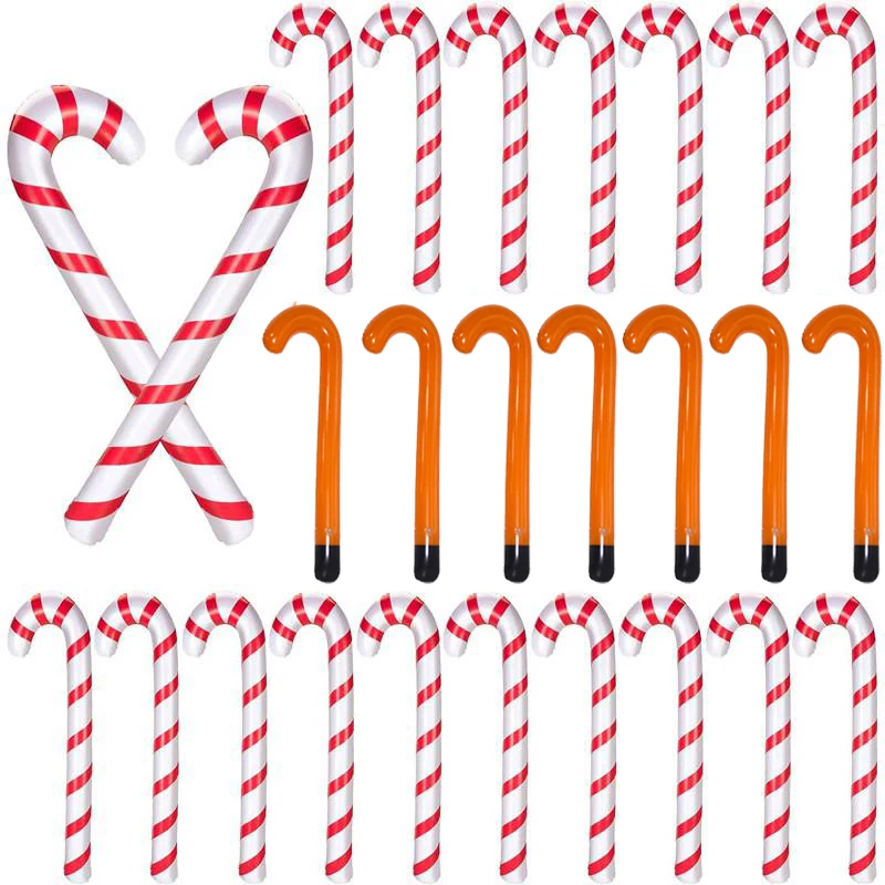 90cm Christmas PVC Inflatable Balloon Cane Toys Kids Inflatable Candy Cane Balloons Indoor and Outdoor Holiday Decoration Props