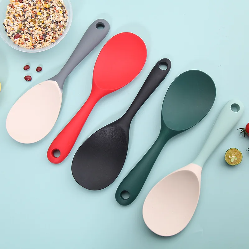 Hanging Silicone Rice Spoon Kitchen Ladle Non-stick Saucepan Electric Rice Cooker Cooking Scoop with Holes Household Items silicone kitchen utensils silicone cooking spoon cooking scoop
