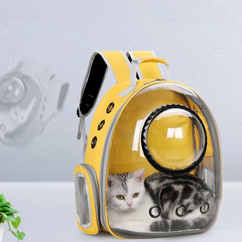 Borsa per il trasporto di cani e gatti Pet uscire capsula spaziale zaino gabbia doppia spalla trasparente traspirante impermeabile portatile