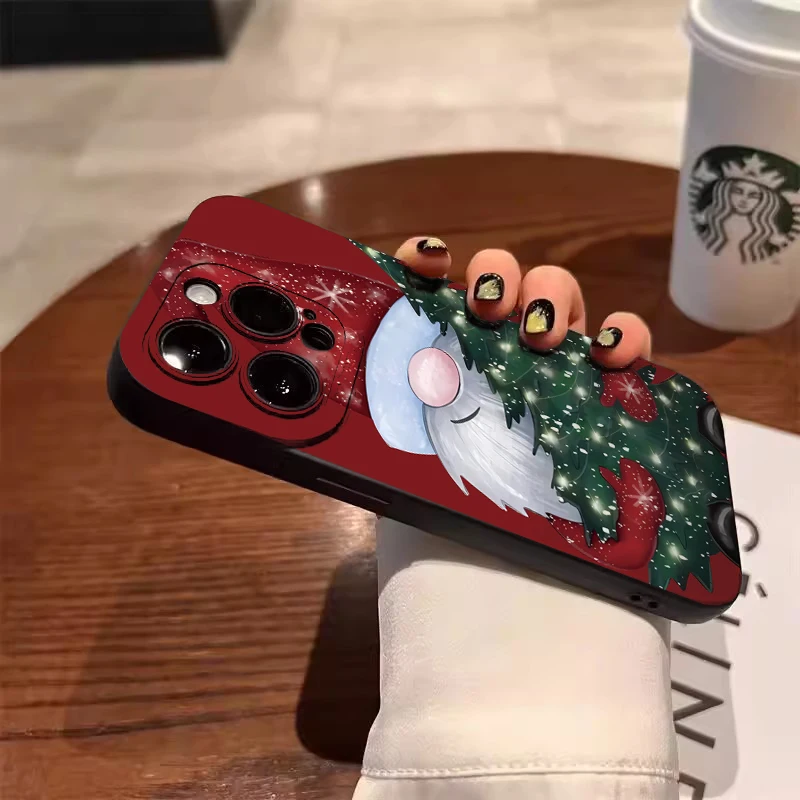 Festive Santa Claus & Elk Christmas Tree Shockproof Phone Case