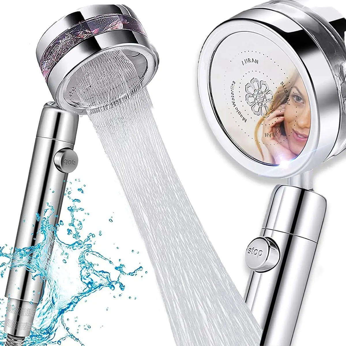 

EHEH New Style High Pressure Turbocharge Powerful Output 2 Spray Types Switchable Water Saving Shower Head BathRoom Accessories