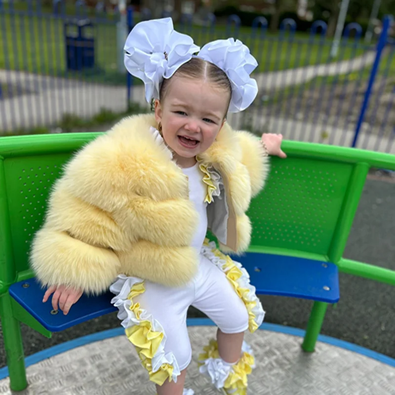 Children's fur jacket real fox fur childs fur jacket