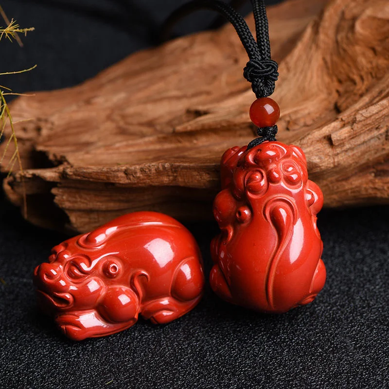 

Amulet Talismans Подвески камень амулеты красный циннабар ожерелье Pixiu Подвеска Роскошные ювелирные изделия Модные натуральные винтажные настоящие мужчины