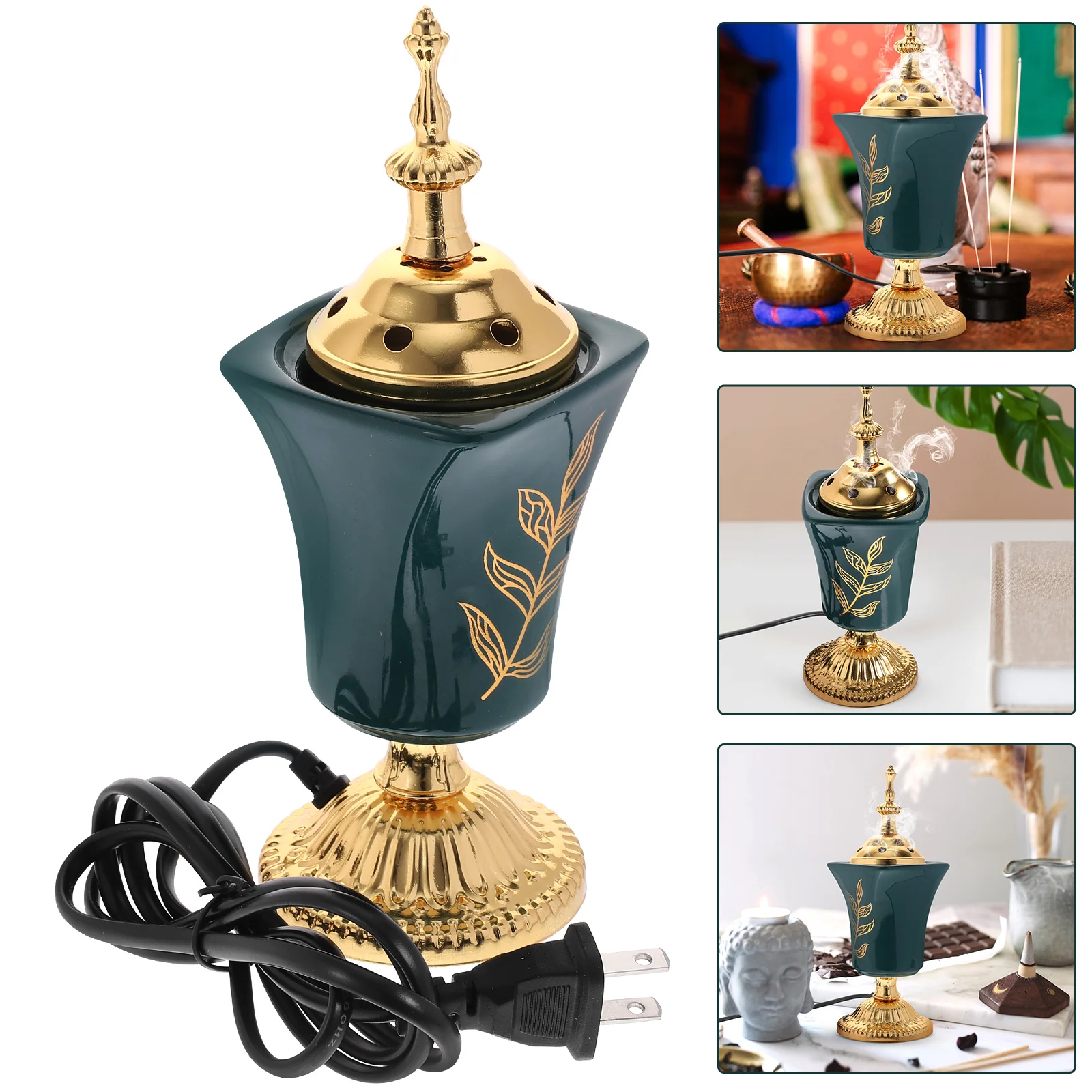 

Plug-in Incense Burner Electric Censer Holder Aroma Centerpiece Home Decor Vintage