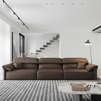 Electric Genuine Leather Sofa Bed Convertible Recliner – Modern Sectional Sleeper Couch with Adjustable Seats and Chaise Lounge